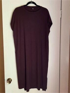 Eileen Fisher cassis jersey crewneck dress